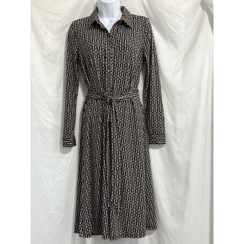 Talbots Equestrian Print‎ Jersey Knit Shirtdress Women's Size Small Petite